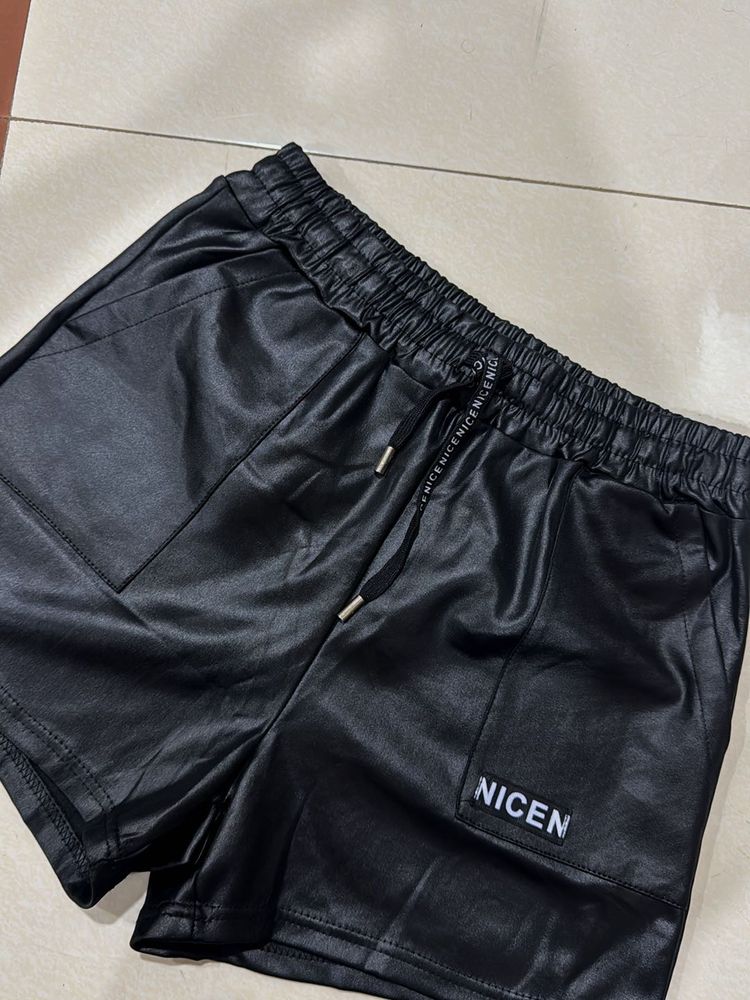 Leather shorts