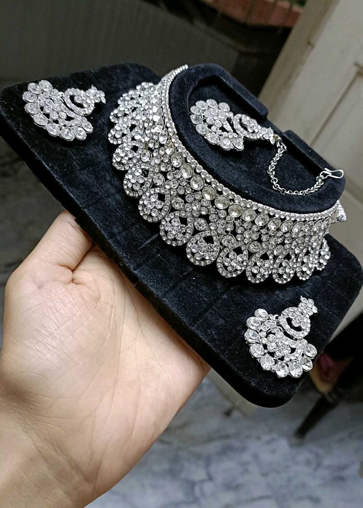 Sparkling Rhinestone AD Jewellery Set