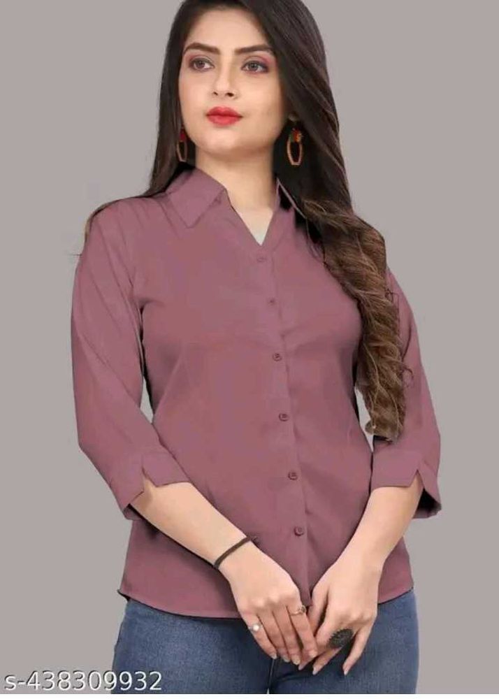 Mauve Button Down Shirt - 3/4 Sleeve