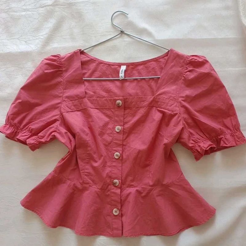 Peplum Button-Down Top