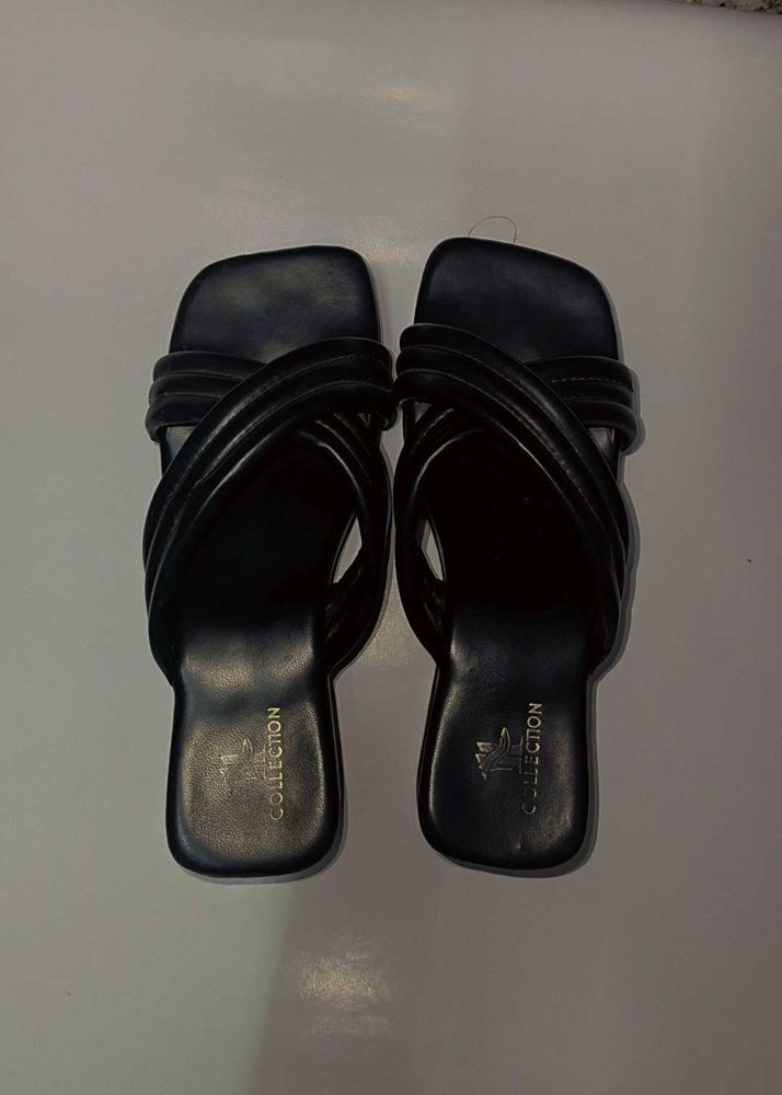 Black Crisscross Heeled Sandals