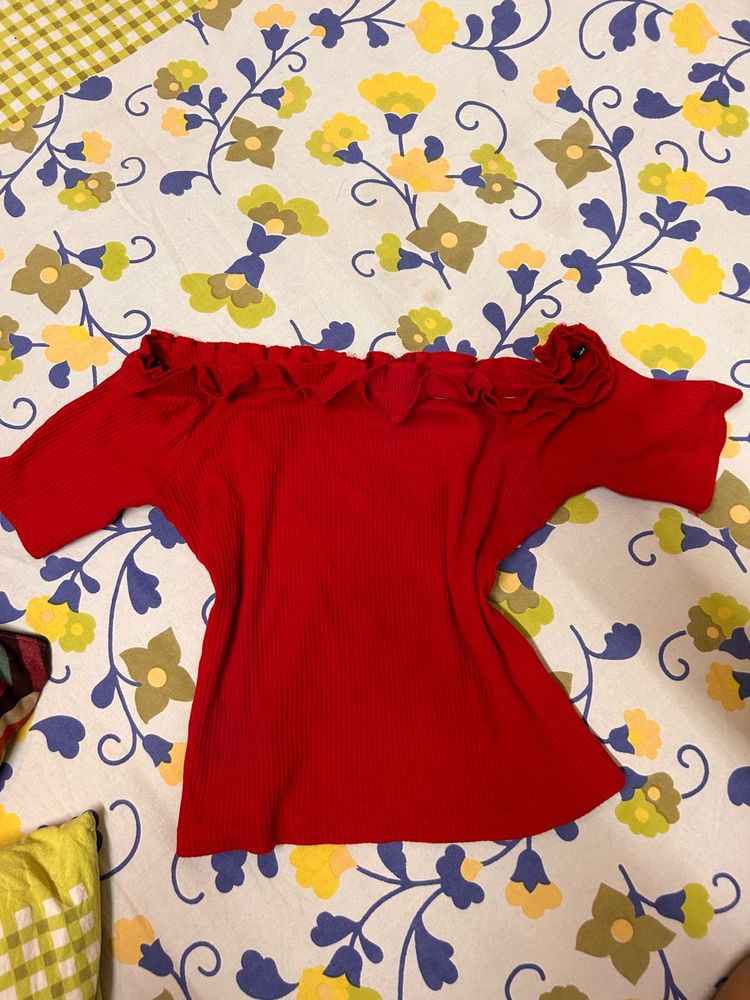Red Off-Shoulder Top