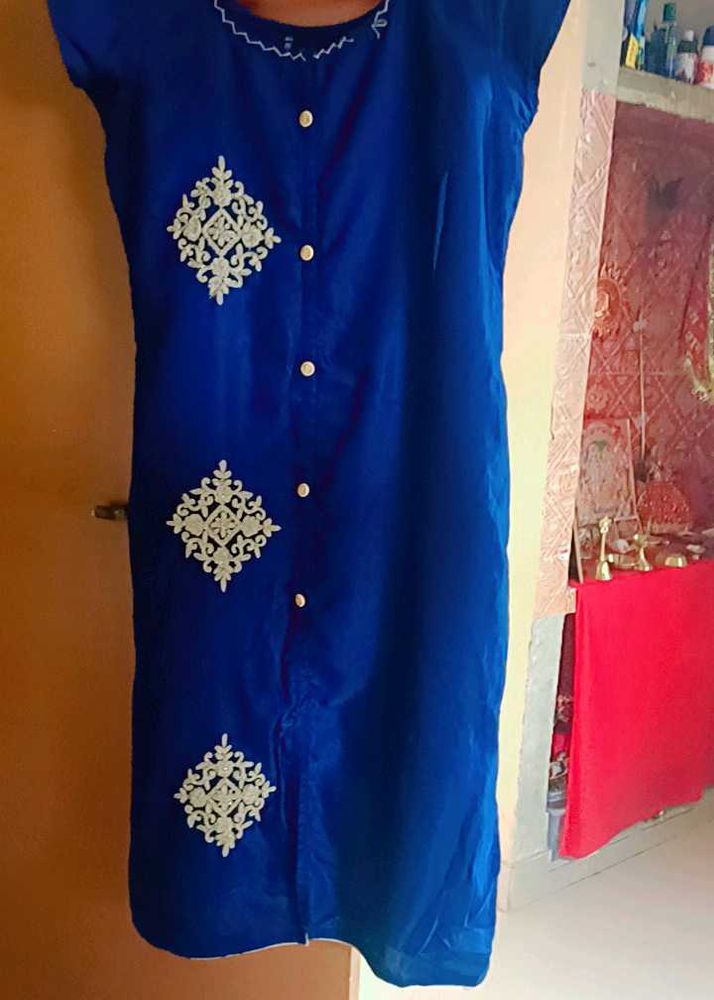 Embroidered Blue Dress