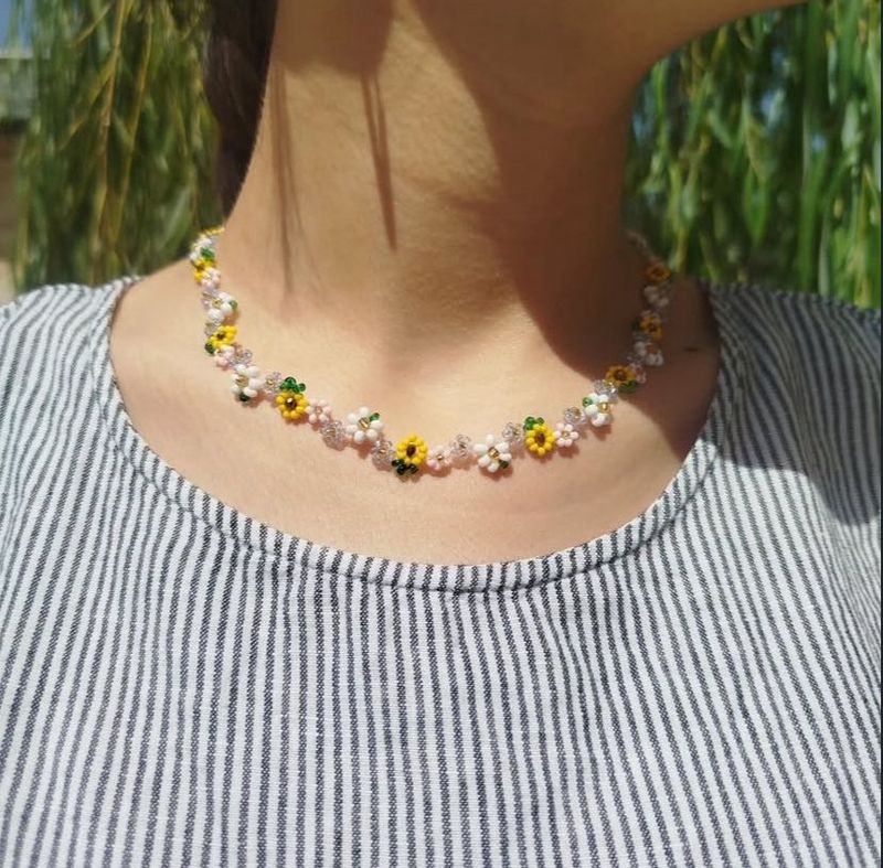Sunflower Beaded Necklace