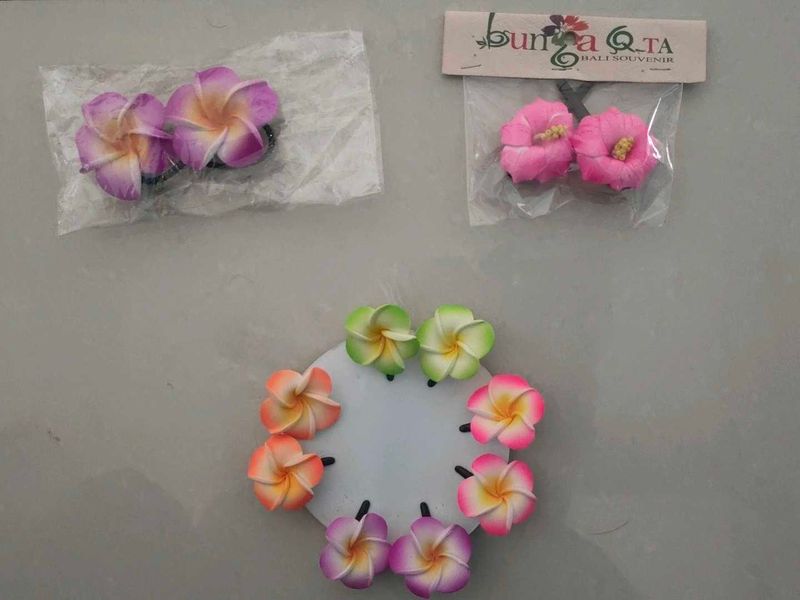 Tropical Flower Hair Clips - Set of 6