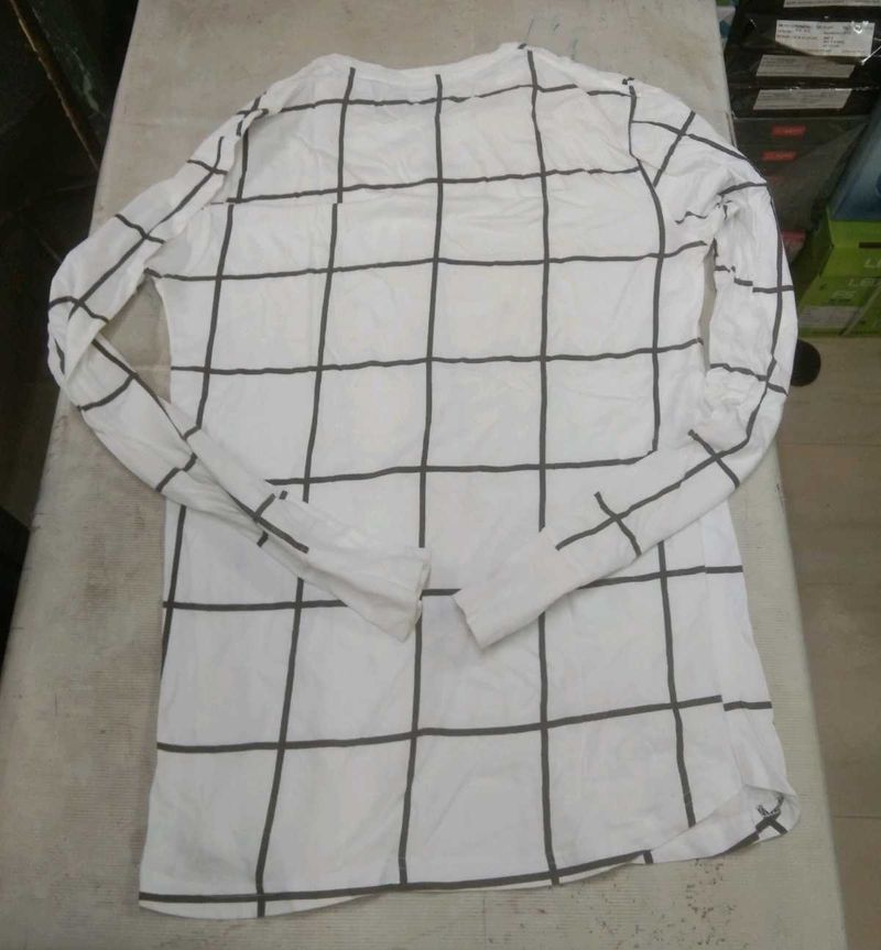 Mens White Checks T-Shirt