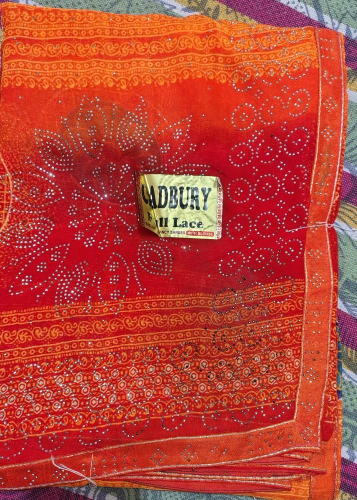 Red &amp; Orange Saree