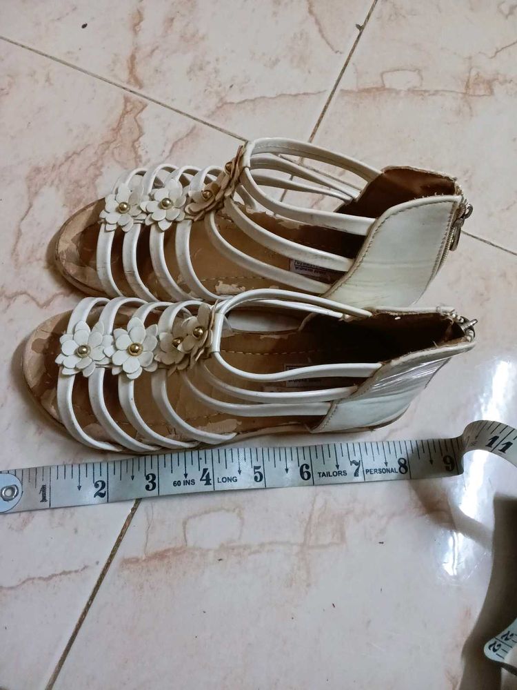 Cute White Sandals Size 4