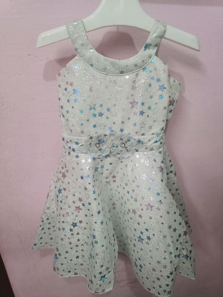 Flaired Full Glitter Frock With For 2 Year Girl