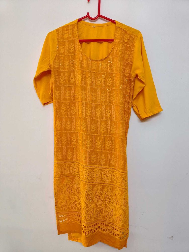 Yellow Chikankari Kurta