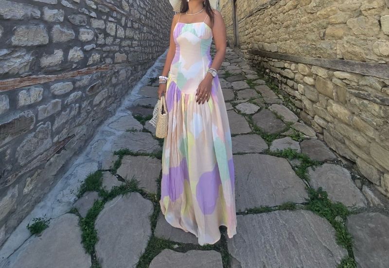 Pastel Polka Dot Maxi Dress