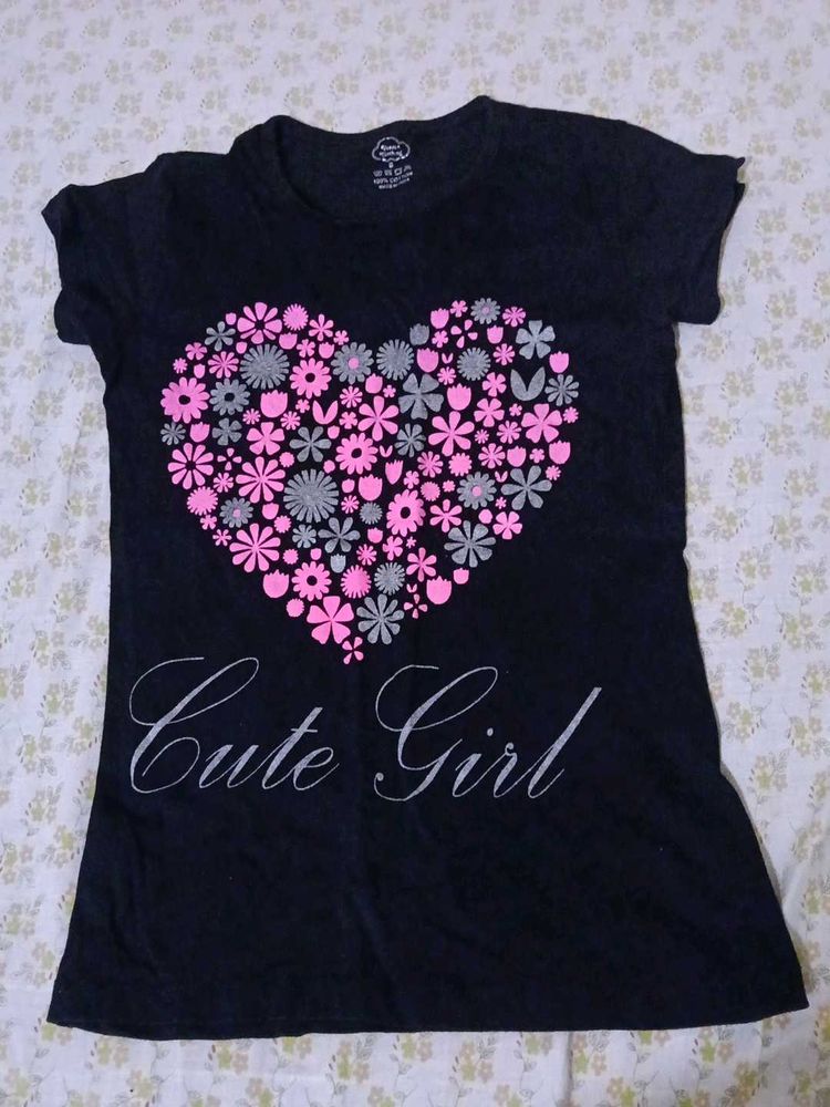 Cute Girl Floral Heart Tee