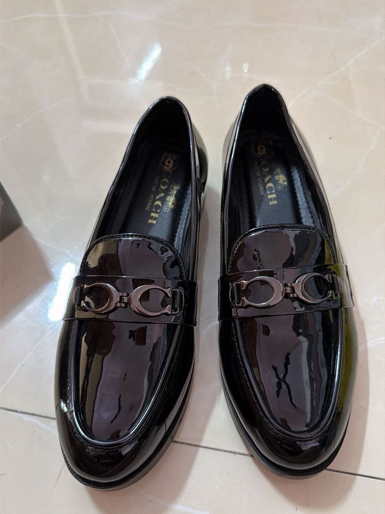 Coach Black Glassy Partywear Loafers