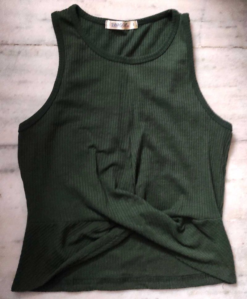 Olive Green Twist-Front Tank