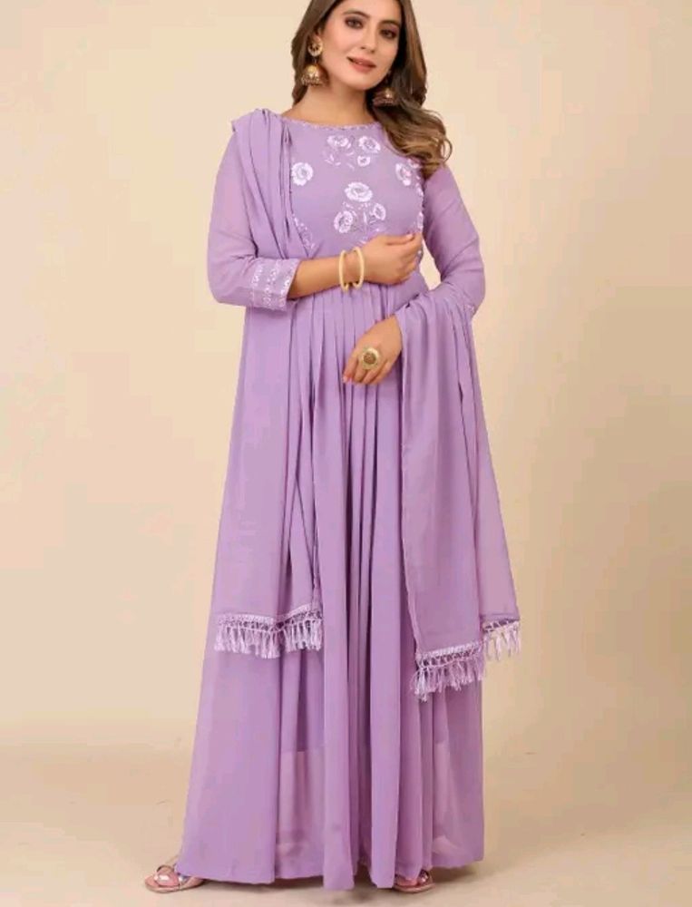 Lavender Anarkali Gown with Dupatta