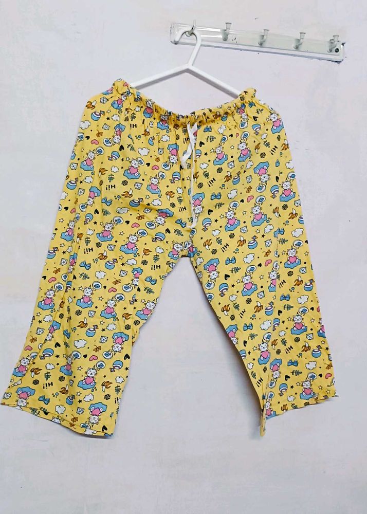 Cute Yellow Bunny Print Pants 3/4