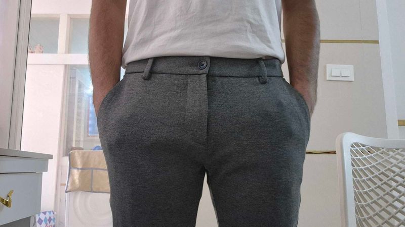 US Apollo ASN Grey Stretch Straight-Fit Trousers