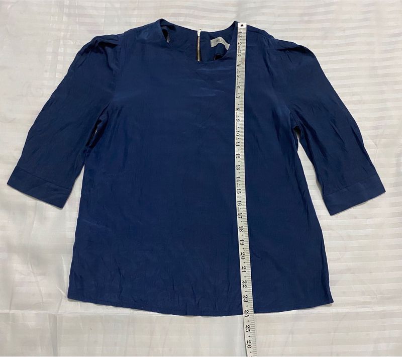 Navy Blue Top With Puff Sleeve