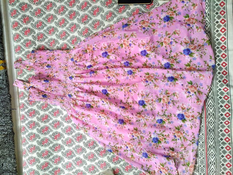 Pink Colour Dress With Shrug