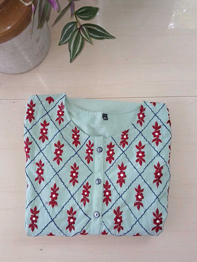 Pastel Embroidered Kurti