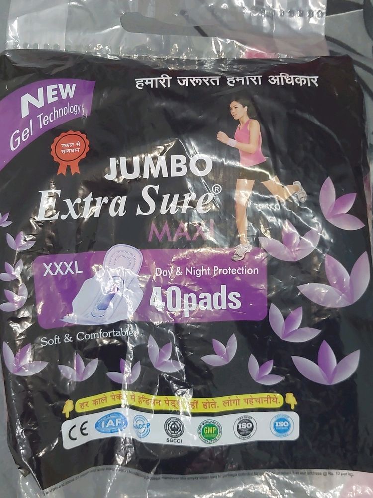 Jumbo Extra Sure Maxi Pads - 4 Count