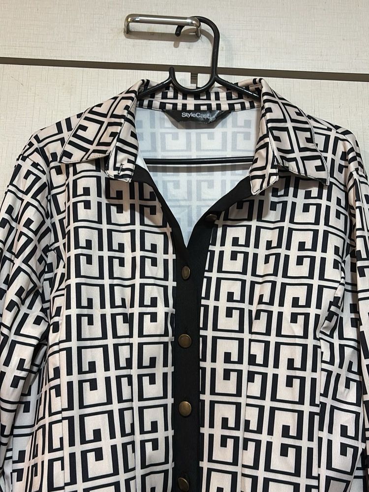 Geometric Print Shirt Dress