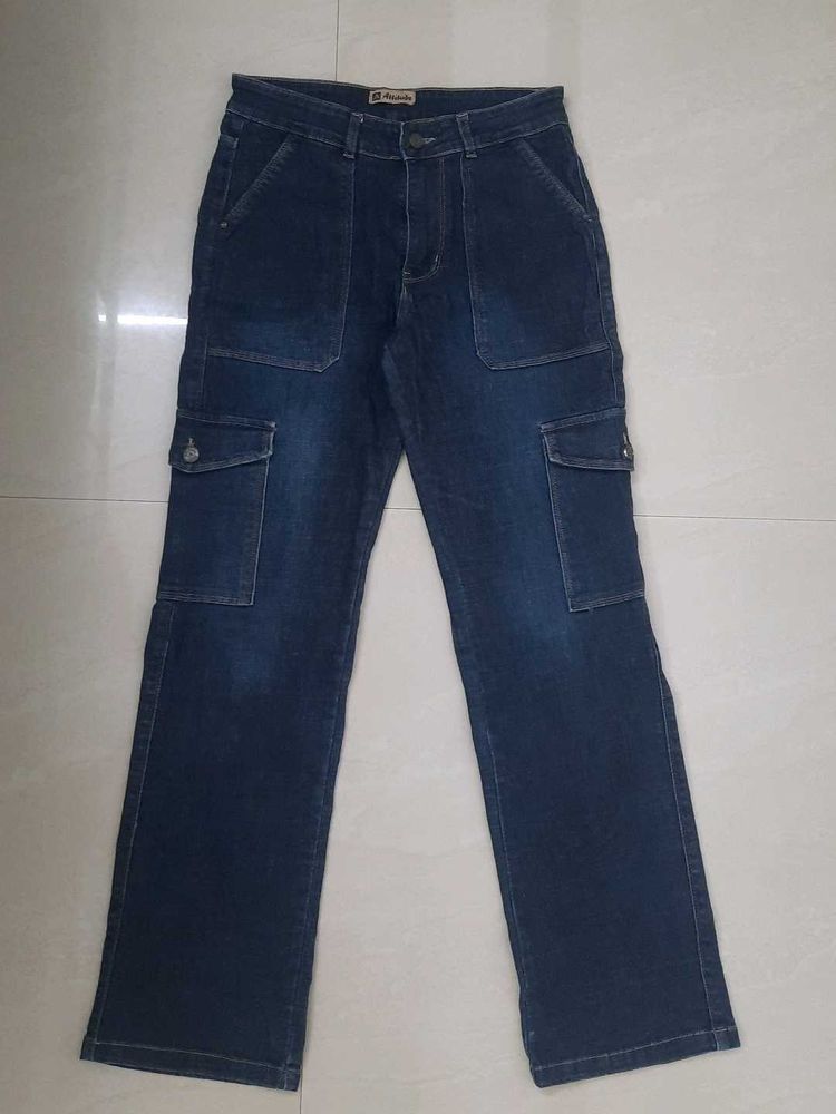 Vintage Style Denim Cargo Pants