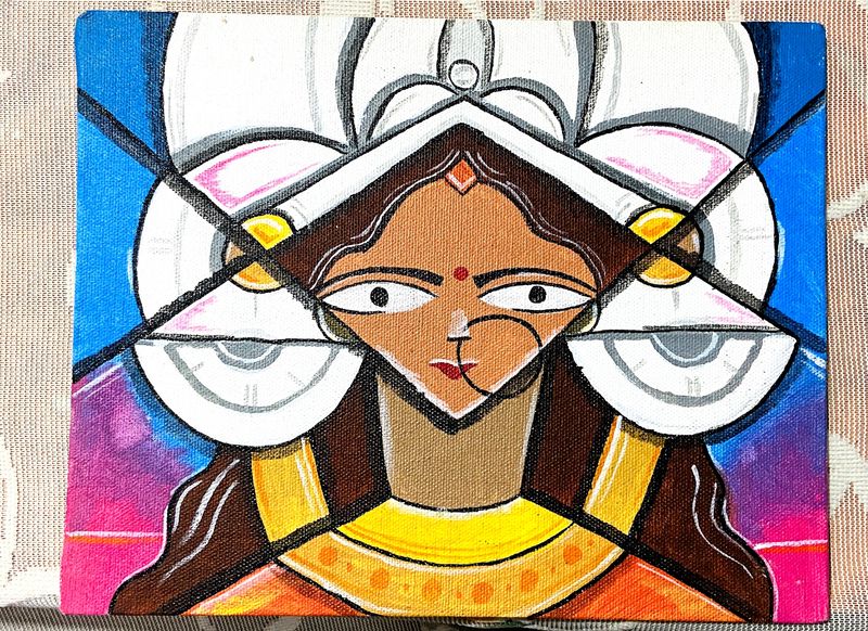self made maa durga Abstract painting on cavas