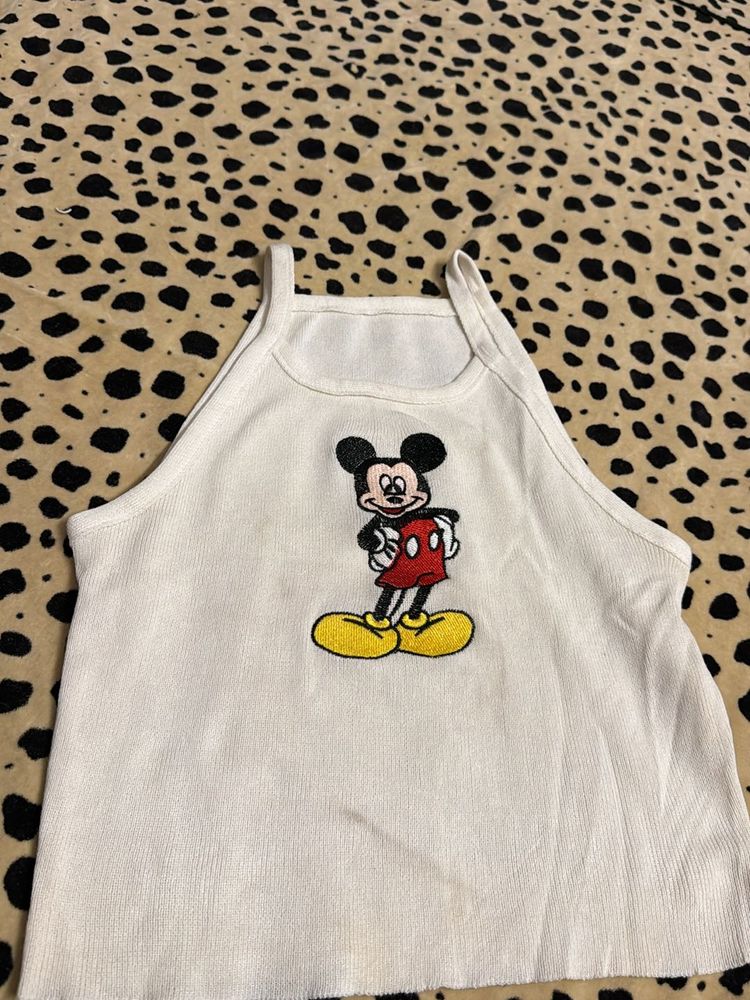 Micky Mouse Riped Women Tank Top