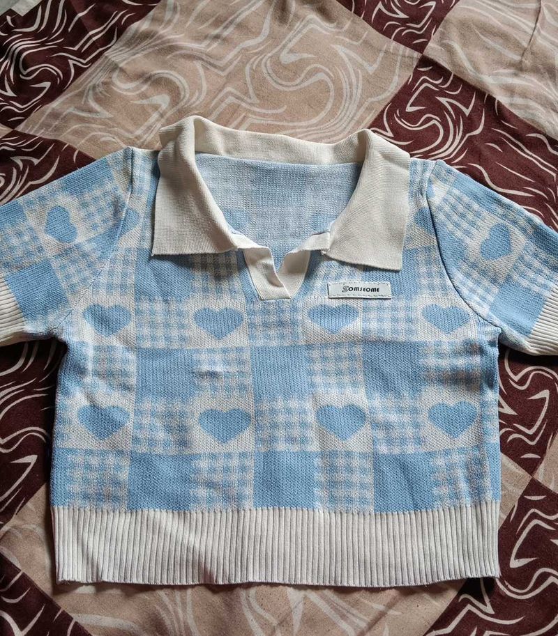 Cute Sky Blue Crop Top