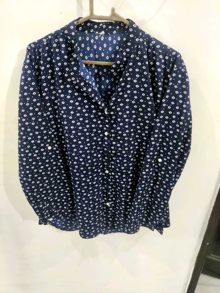 Navy Print Button-Down