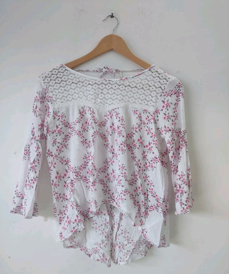 Floral Lace Top &amp; Shorts Set