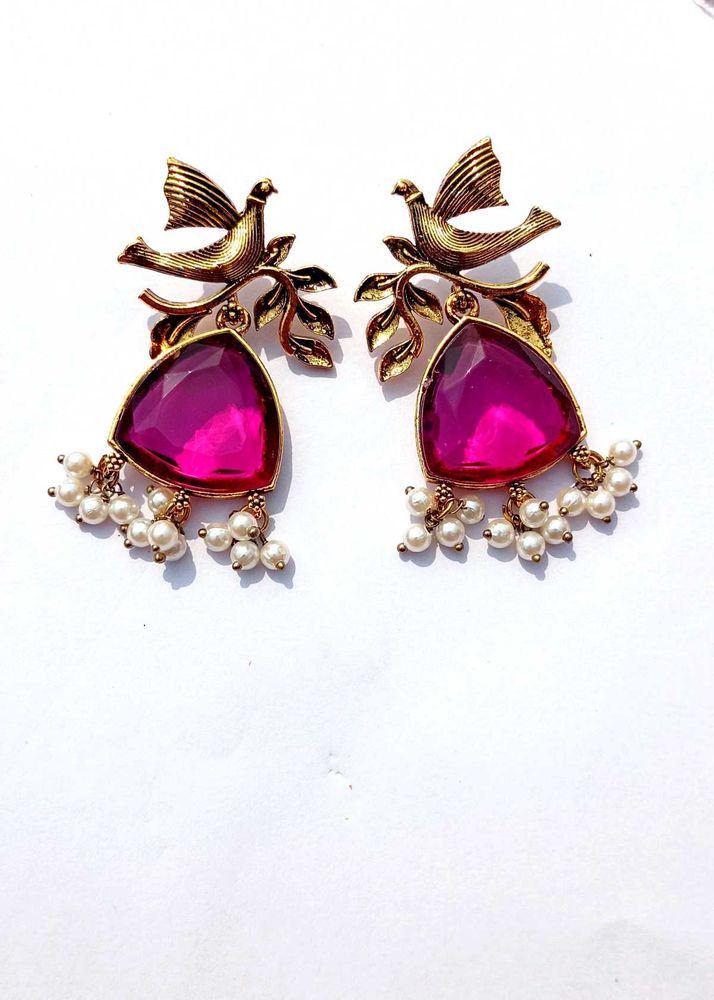 Bird Drop Earrings(wine colour) 🆕
