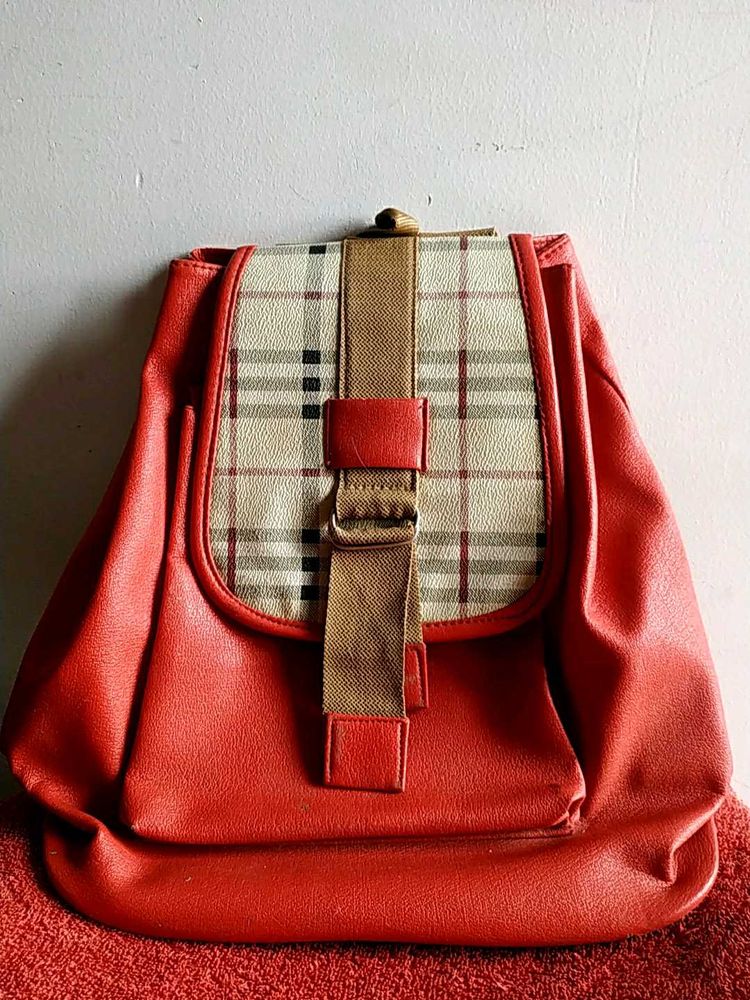 Burberry Red Leather Backpack