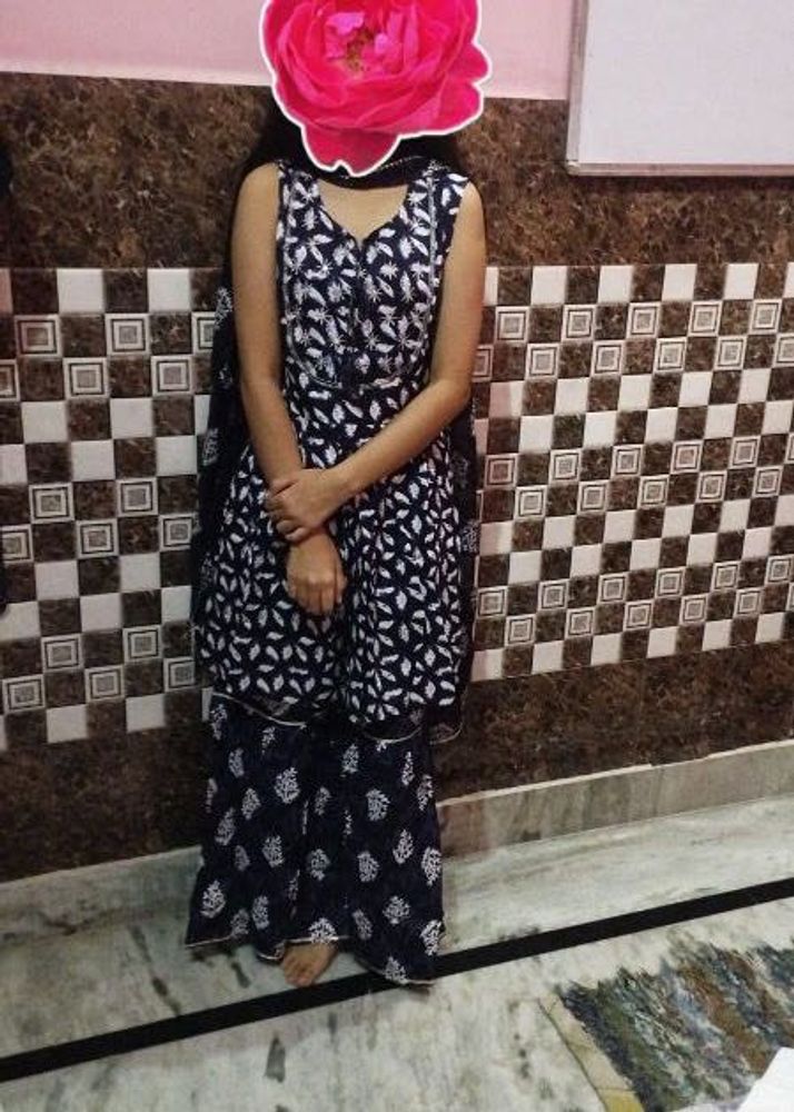 Elegant Blue Printed Kurta Set