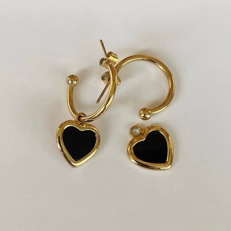 Black Heart Drop Earrings Anti-tarnish