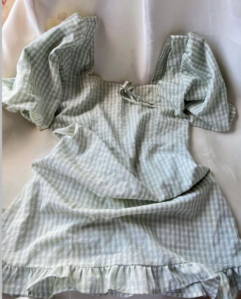 Gingham Puff Sleeve Mini Dress
