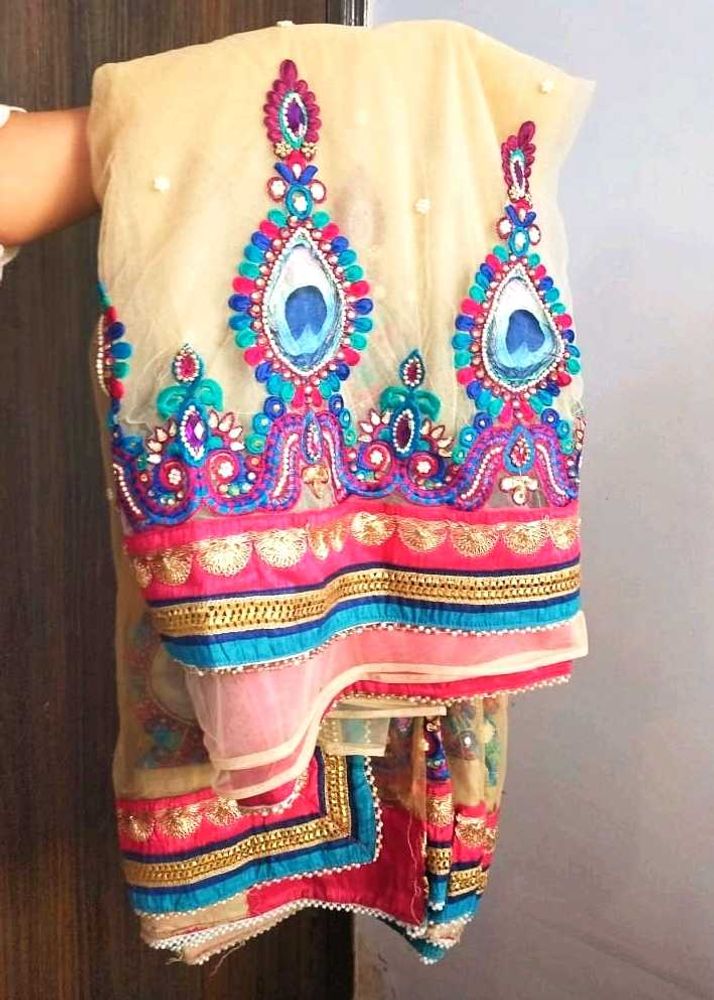 Readymade Peacock Net Embroidered saree