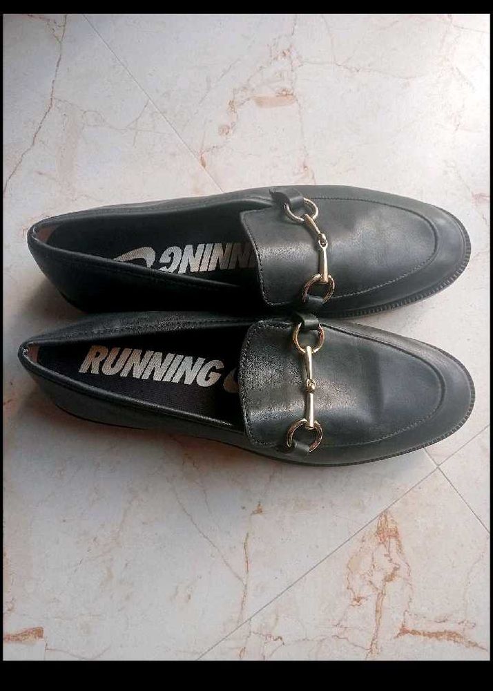 Black Leather Horsebit Loafers