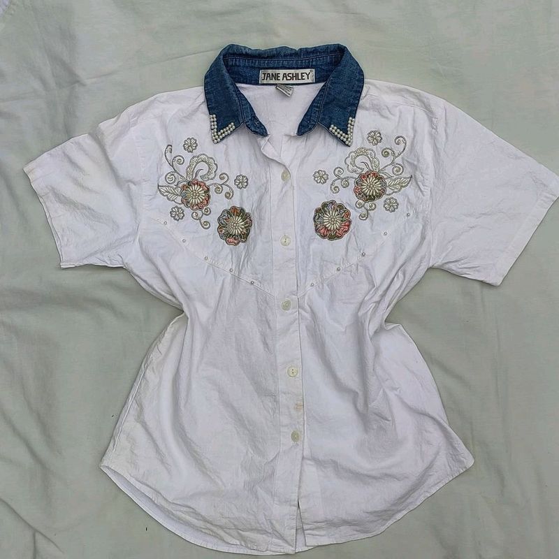 White shirt with floral design