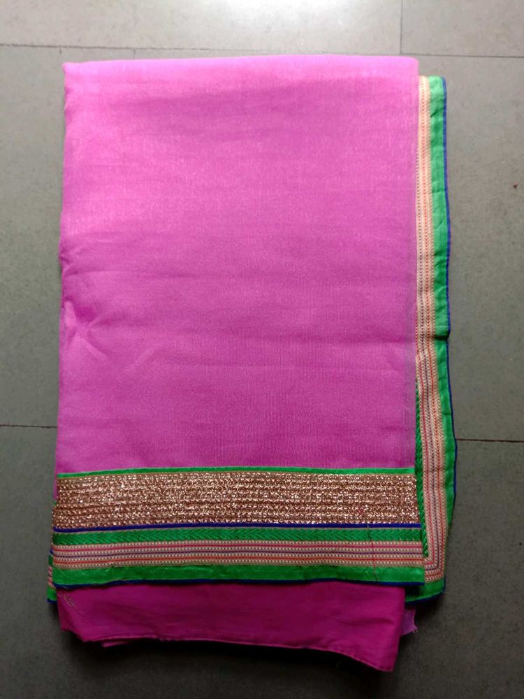 Pink Saree with Border