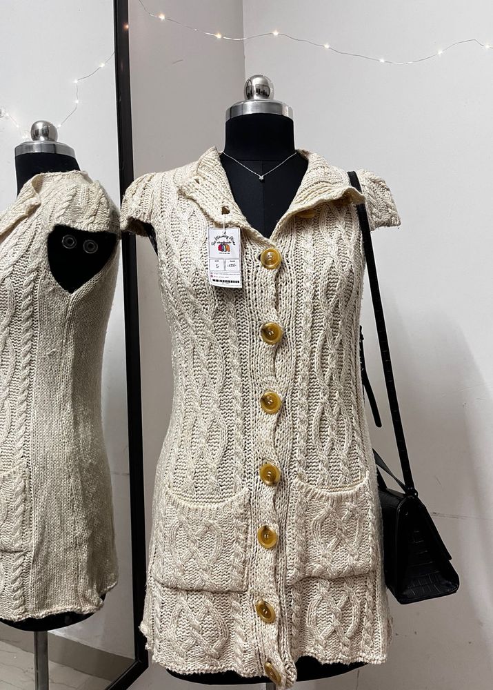 Cream Crochet Knit Dress