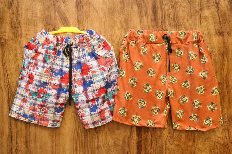 Combo of 2 Colorful Plaid Print Drawstring Shorts