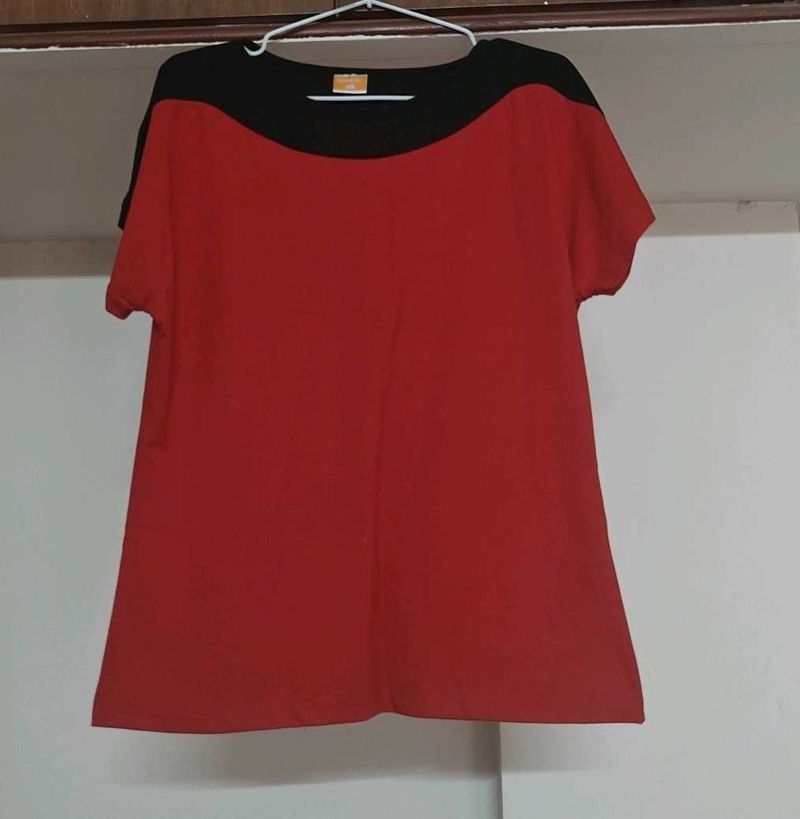 Red &amp; Black Casual Top