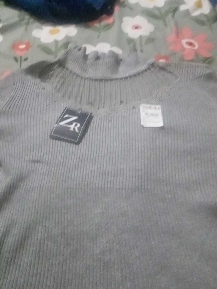 Gray Turtleneck Sweater