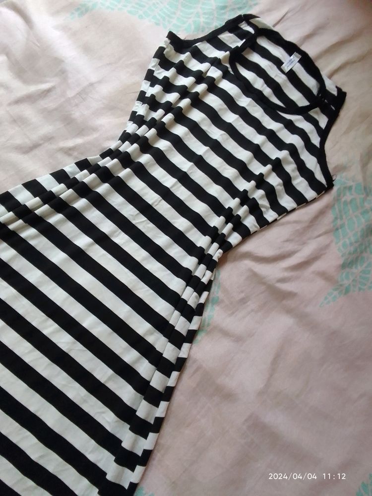 A Line Black And White Dress