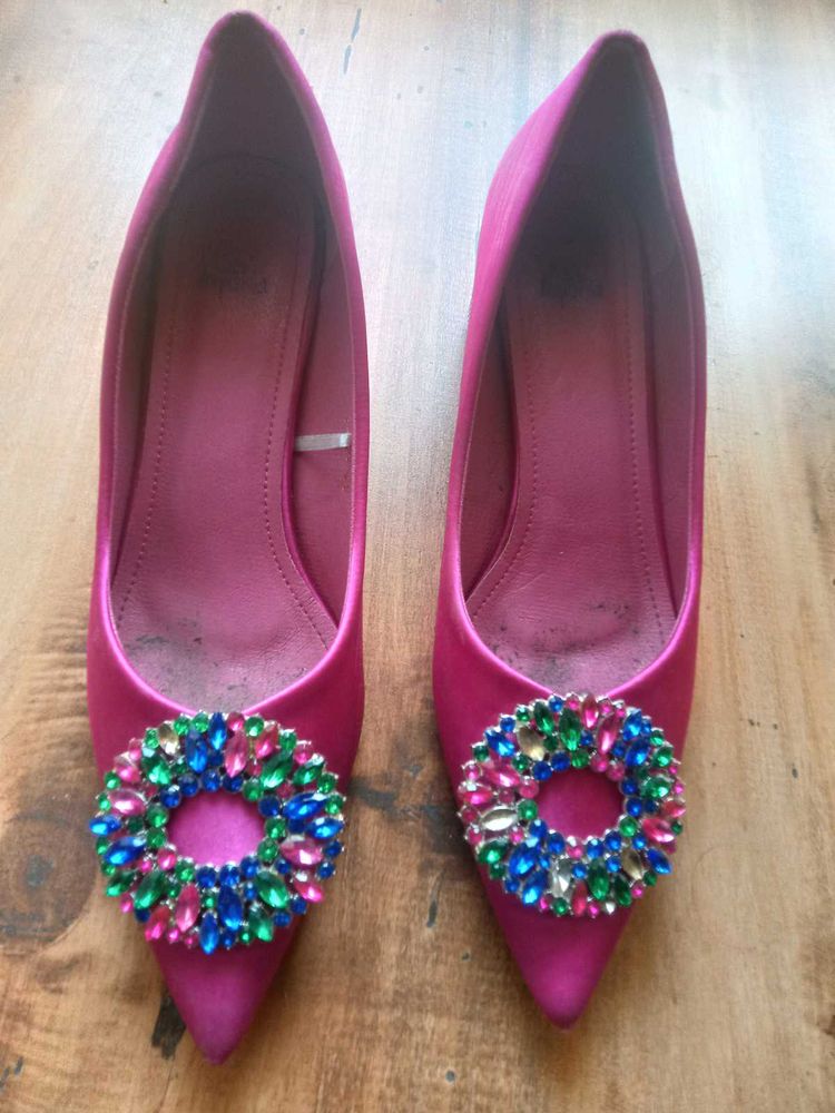 Pink Jeweled Heels