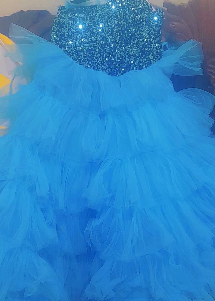 Blue Sequin &amp; Tulle Party Dress