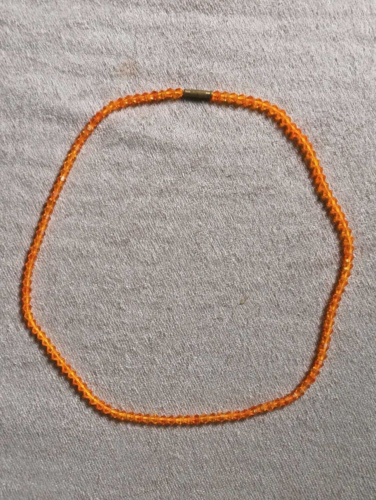 Orange Gold Beaded Necklace