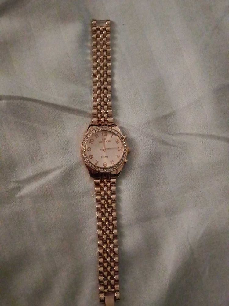 Rose Gold Crystal Accent Watch